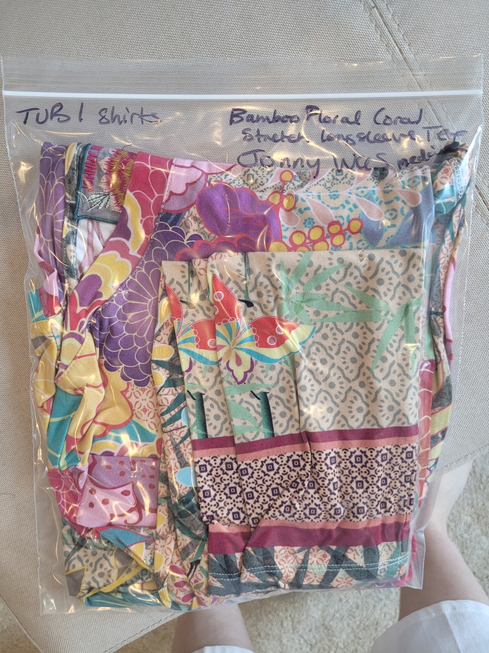 Johnny Was Getsu Bamboo Floral Coral Crane Allover Pattern Pullover - Picture 11 of 11